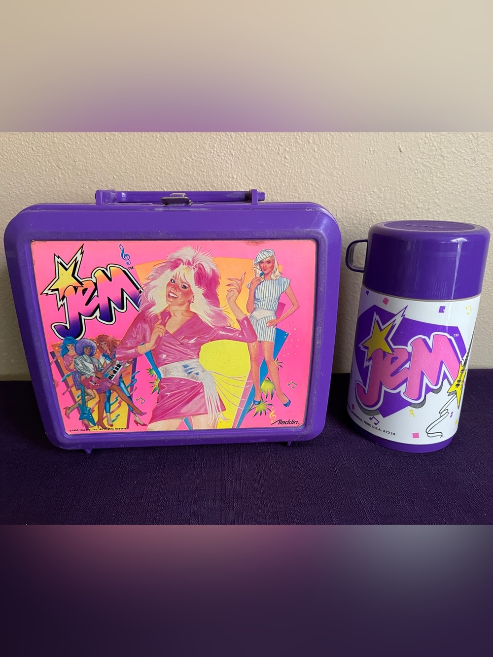 Vintage Jem And The Holograms Rare Purple Lunchbox With Thermos
